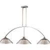 3 Shade Metal Stepped Brush Nickel Billiard Light