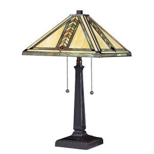 23.0" Triangle Shaped Bronze Side Table Lamp