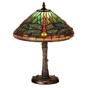 16"H Tiffany Dragonfly w/ Twisted Fly Mosaic Base Accent Lamp