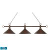 57.5" Designer Classics 3-Light Billiard In Antique Copper With Iron Shades