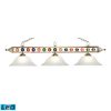 58" Designer Classics 3 Light LED Billiard In Satin Nickel And White Faux Alabaster Glass