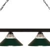 Dark Green Glass and Metal 4 Light Pool Table Light